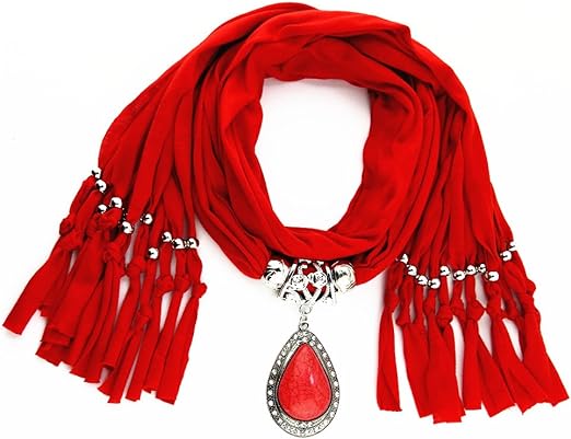 Elegant Women's Scarf with Attached Necklace Jewellery - A Perfect Combination of Style and Sophistication