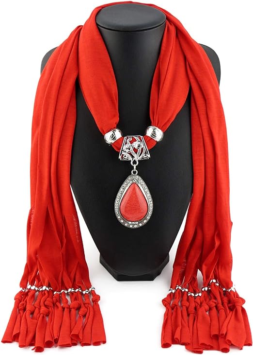 Elegant Women's Scarf with Attached Necklace Jewellery - A Perfect Combination of Style and Sophistication