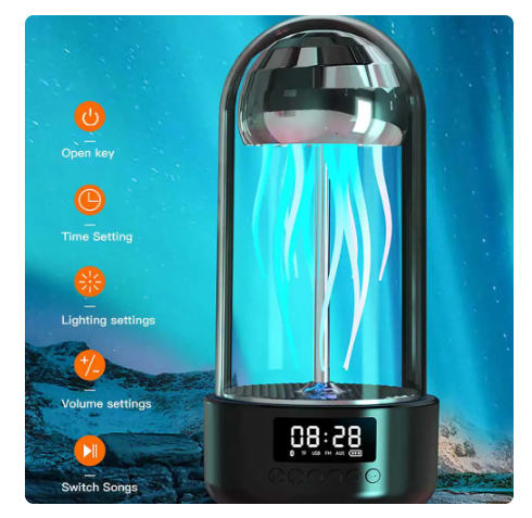 JellyBeats Illumination: Bluetooth Speaker Lamp with Jellyfish Elegance
